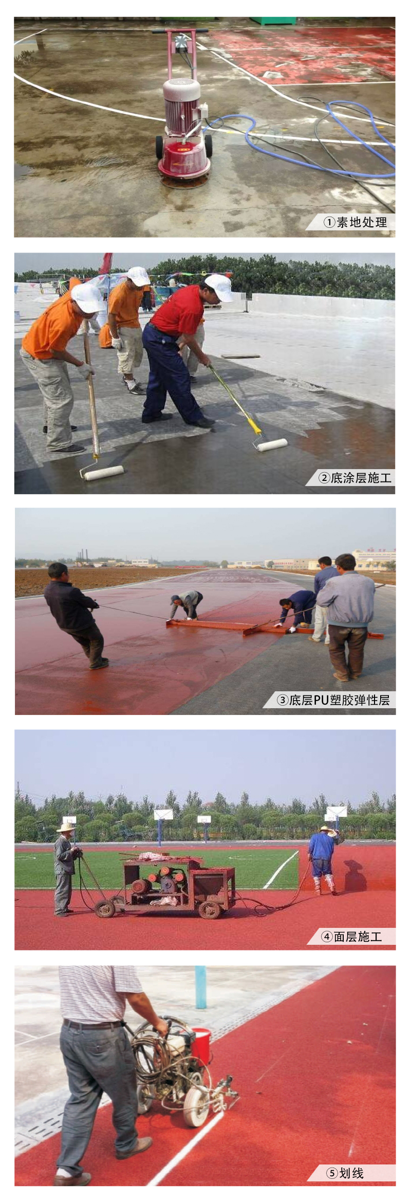 混合型塑胶跑道施工流程